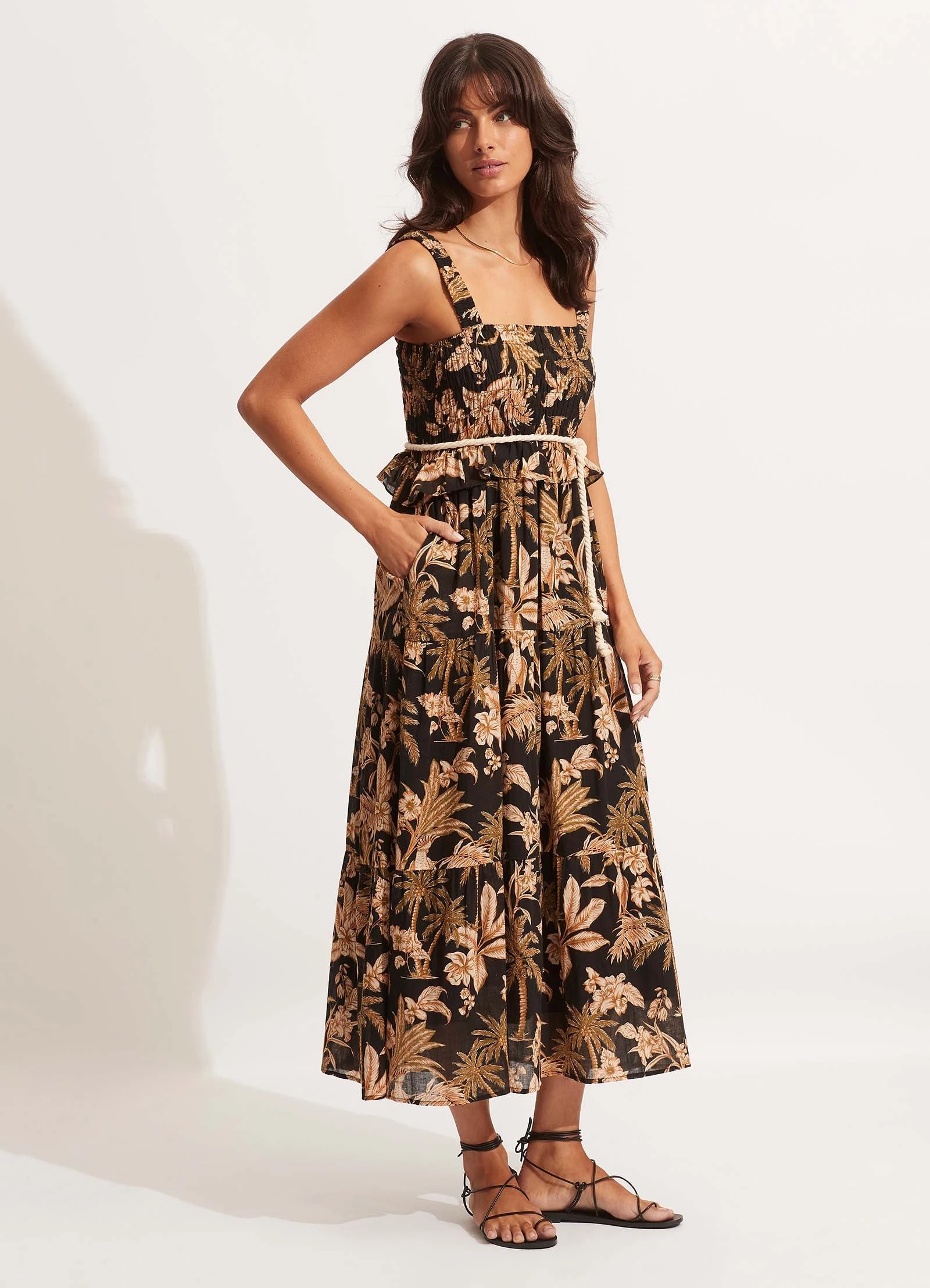 Castaway Shirring Dress - Black 6 Castaway Shirring Dress - Black - Image 4