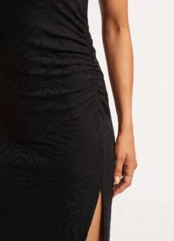 Second Wave One Shoulder Midi Dress - Black 15 Second Wave One Shoulder Midi Dress - Black -Outlet Seafolly Store 54804 DR Black 6