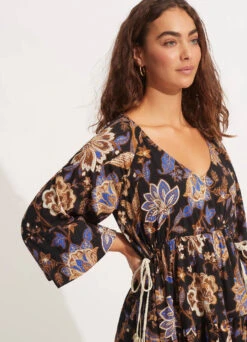 Silk Road Tier Mini Dress - Black -Outlet Seafolly Store 54934 DR Black 6