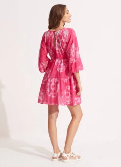 Tie Dye Tier Mini Dress - Rose Pink -Outlet Seafolly Store 54985 DR RosePink 5