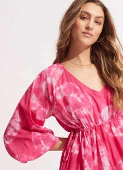 Tie Dye Tier Mini Dress - Rose Pink -Outlet Seafolly Store 54985 DR RosePink 6
