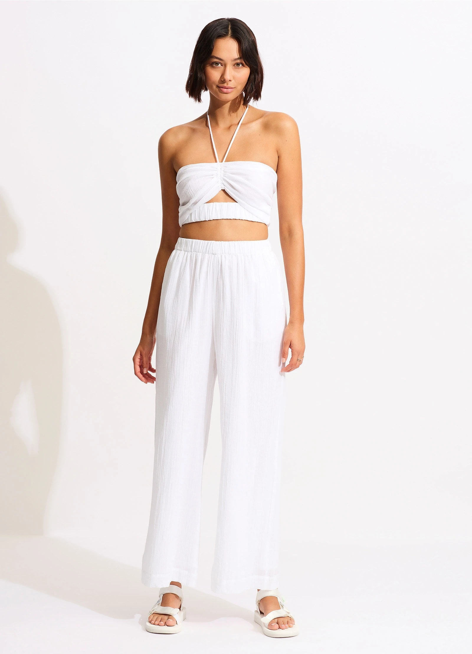 Crinkle Beach Pant - White 3 Crinkle Beach Pant - White