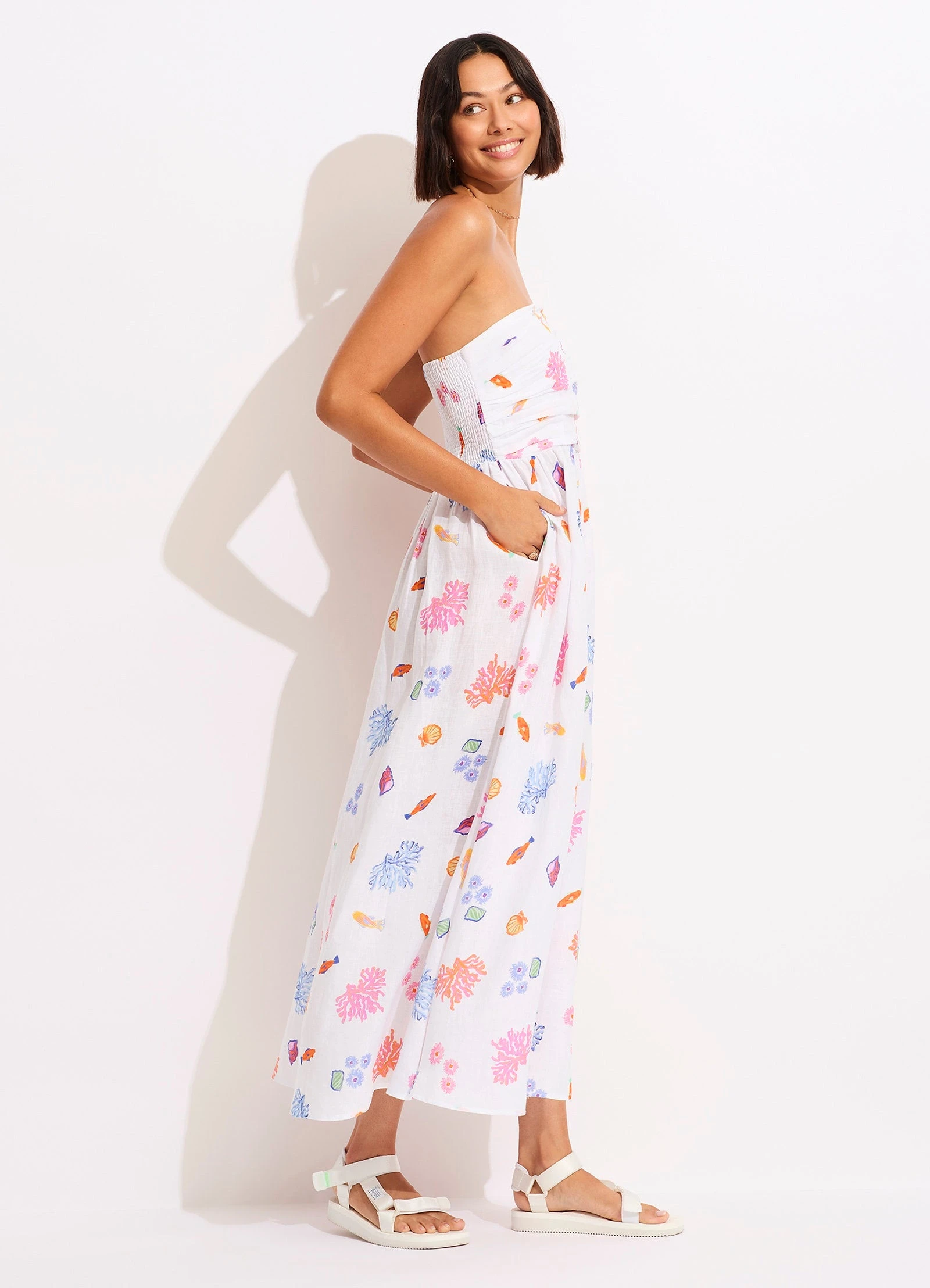 Under The Sea Strapless Maxi Dress - White 4 Under The Sea Strapless Maxi Dress - White - Image 2