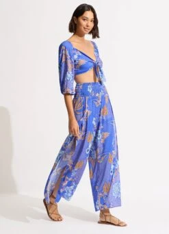 Eden Shirring Pant - Azure -Outlet Seafolly Store 55083 PA Azure 5