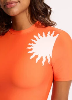 La Palma Short Sleeve Rashie - Tamarillo -Outlet Seafolly Store 60280 075 Tamarillo 7