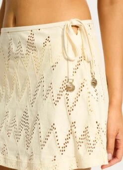 Chiara A-Line Mini Skirt - Ecru -Outlet Seafolly Store 60281 093 Ecru 13