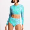 Sea Skin Long Sleeve Crop Rashie - Vivid Green 2 Sea Skin Long Sleeve Crop Rashie - Vivid Green -Outlet Seafolly Store 60282 064 VividGreen 4