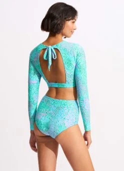 Sea Skin Long Sleeve Crop Rashie - Vivid Green -Outlet Seafolly Store 60282 064 VividGreen 6