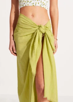 Textured Cotton Beach Wrap - Soft Olive -Outlet Seafolly Store 71830 SoftOlive 4